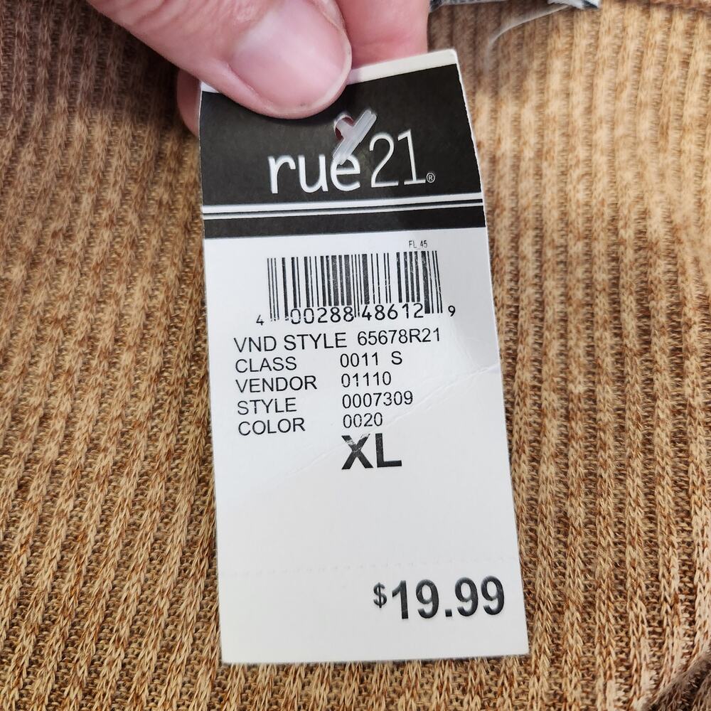 RUE21 Crop Sweater Womens XL Brown Knit LS Drawstring Bodice Stretch Comfy NEW - Picture 6 of 9